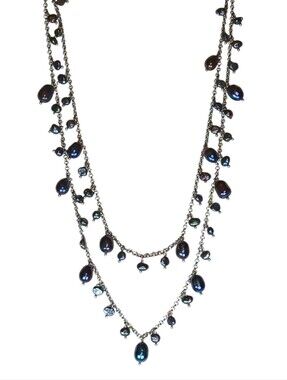 Vintage Signed Black Pearl Necklace Sirencore Coquette Gothic Romance Witchy 90s